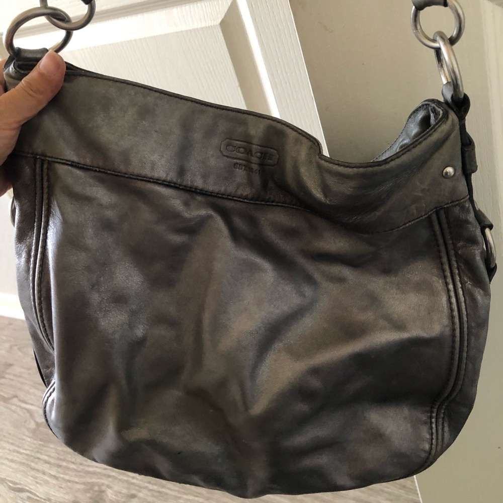 Coach Pewter Leather Hobo